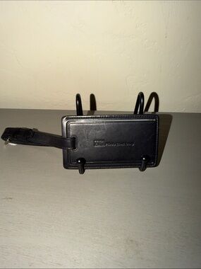 Coach Black Leather Luggage ID Tag with Strap